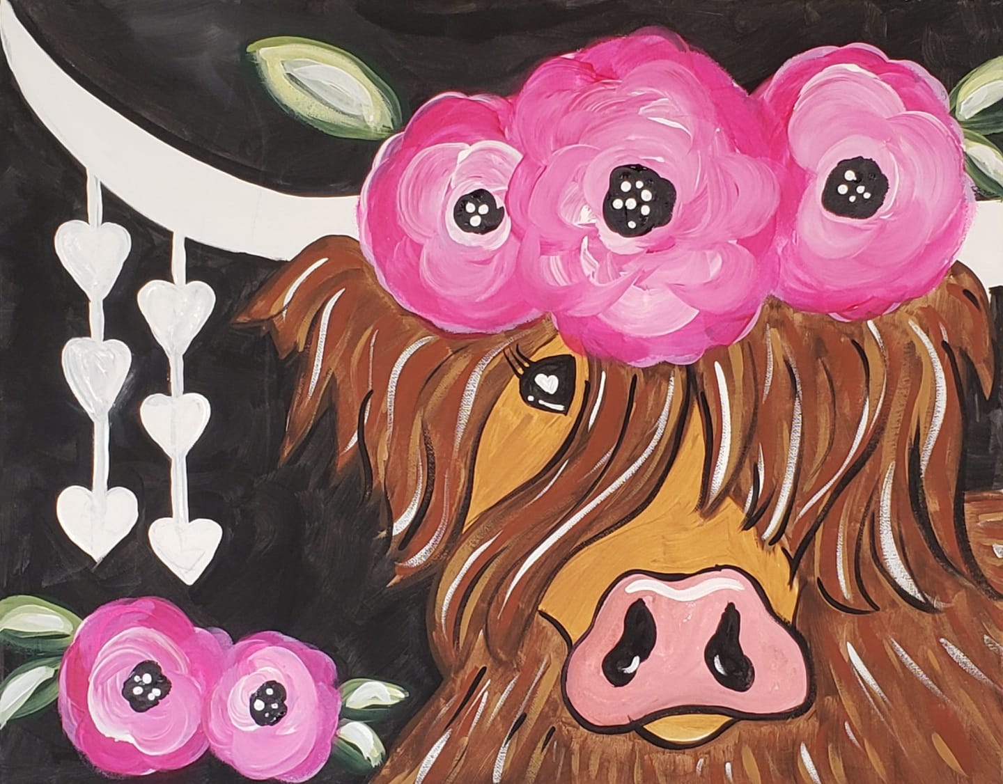 Highland Cow Valentine Hearts