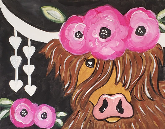 Highland Cow Valentine Hearts